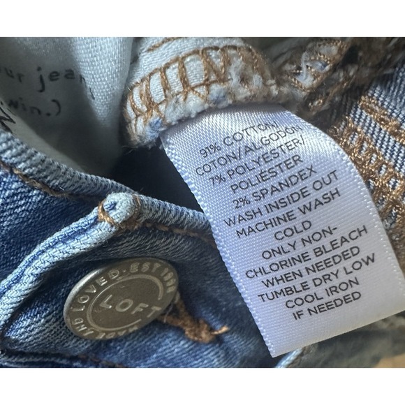 LOFT Women's Skinny Jeans Blue Mid Rise Stretch Denim Size 10 Regular Classic - Picture 6 of 7